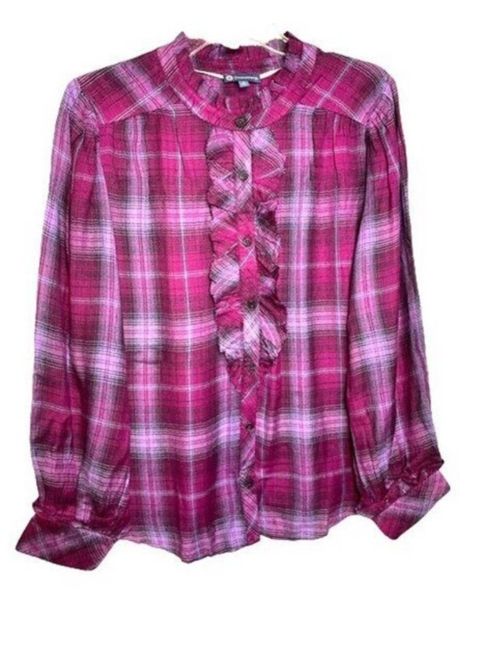 Democracy Long Sleeve Plaid Woven Top X LARGE